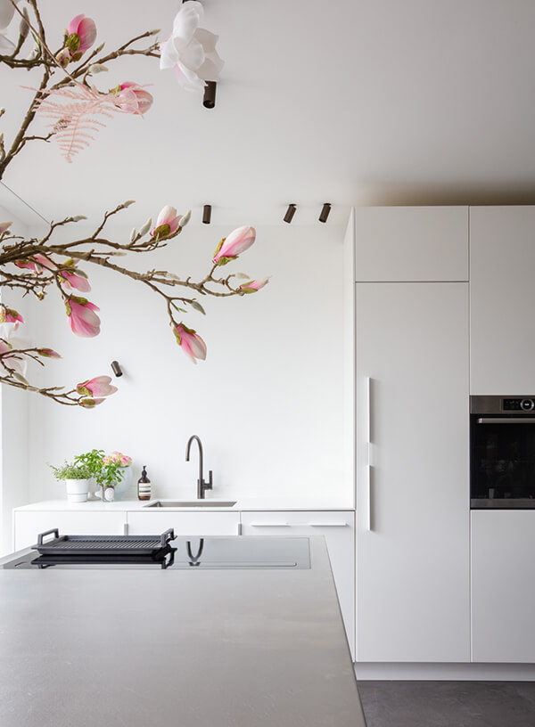 Modern polished steel kitchen island